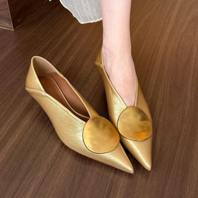Sandals - Wsuwane damskie baleriny z ostrym noskiem