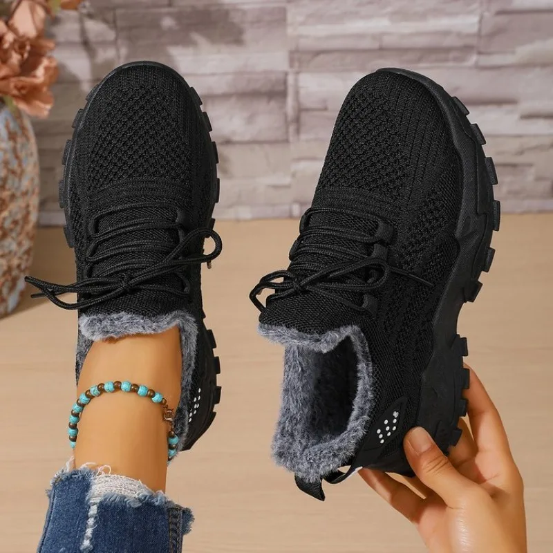 Damskie zimowe termoaktywne sn – Knit Fabric Lace Up Sneakers recenzja i cena